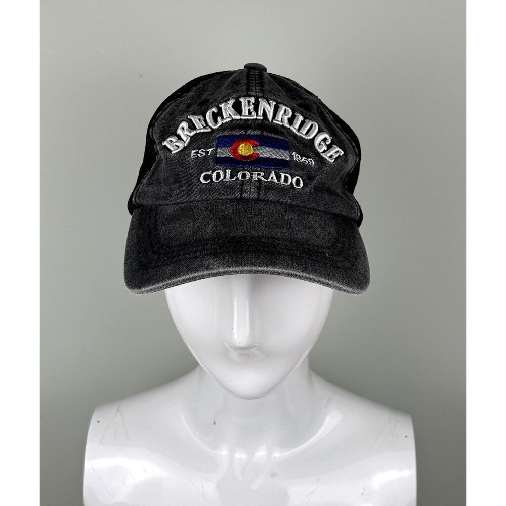 Breckenridge Colorado Black Denim Back Mesh Baseball Cap Free Style OSFA